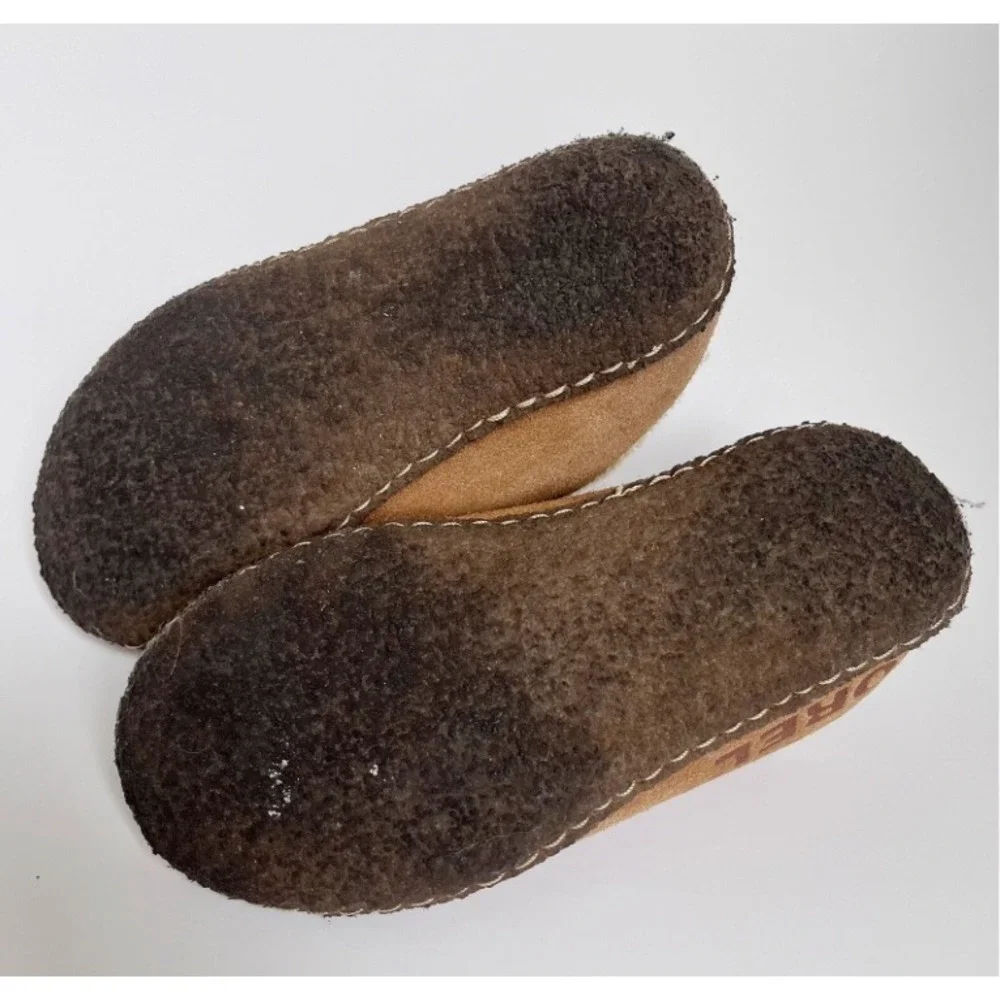 Sorel Kids Suede Slippers Tan Lanner Ridge Mules Size 1 Boys Girls